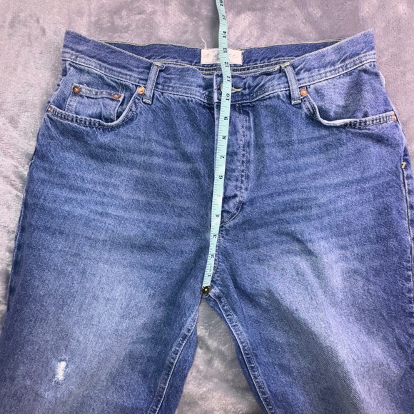 We‎ The Free People Maggie Mid Rise Jeans Raw Hem Women's 31 Stretch 32x25 Loose - Picture 5 of 13